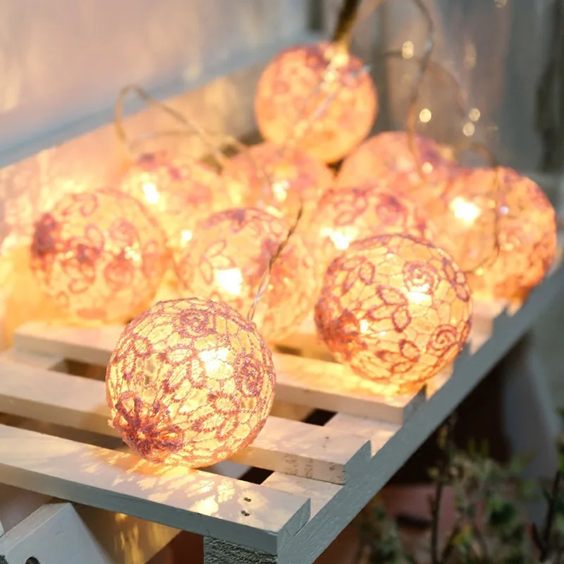 

Hot Selling LED Lace Ball Lighting Chain GIRL'S Heart Star Colorful Lights String Lights Starry Room INS Decorative Lights