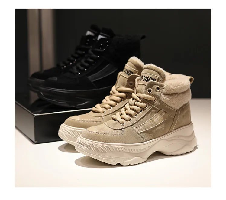 Platform High Top Sneakers Women Genuine leather Female Sneakers Warm Winter Ankle Boots Ladies Women Botas Mujer Sports Sneaker
