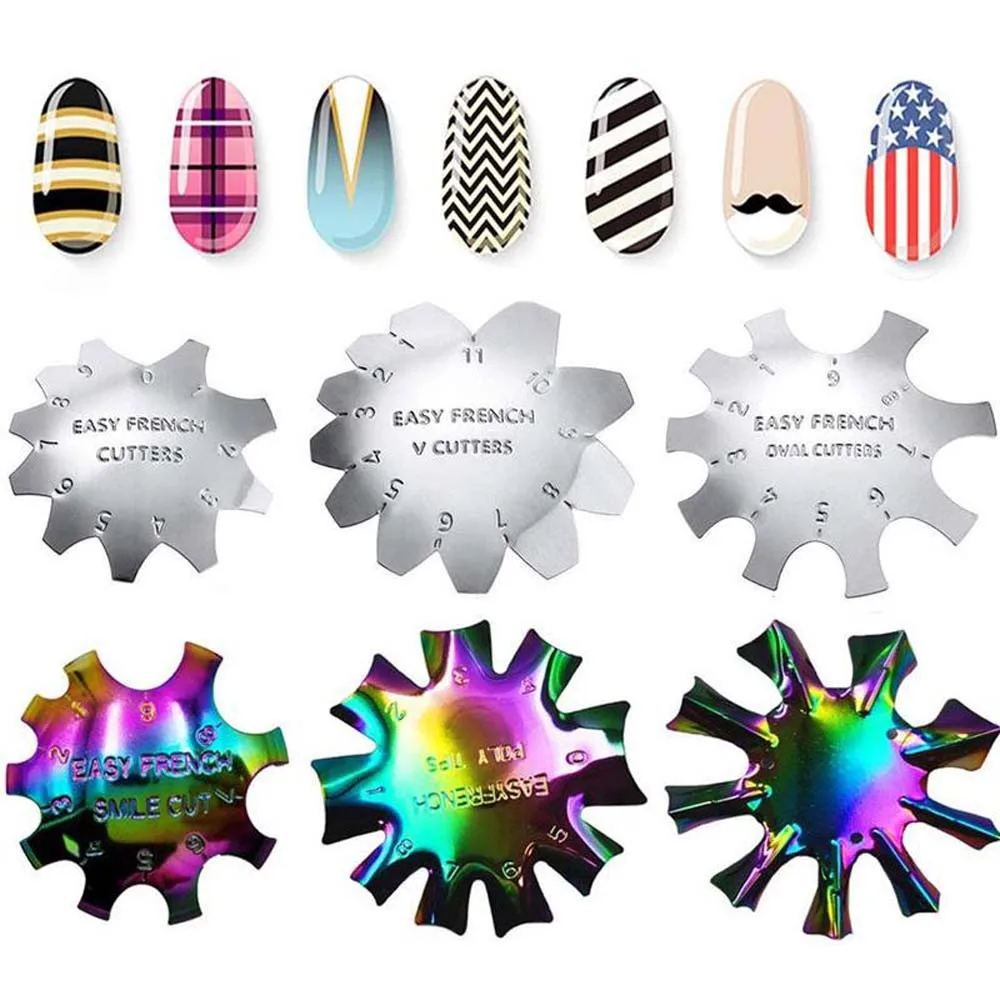 Colorful Stainless Steel Nail Art Template Set French Portable Making Fashion Simple Plate Supplies | Красота и здоровье