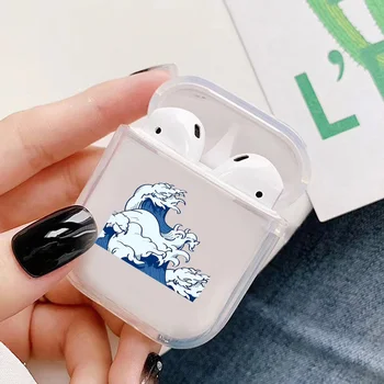 

Airpods 1 2 Case Cover The Great Sea Wave Pattern Clear Soft Case For Bluetooth Wireless Earphone Case Charging Box Case Bags