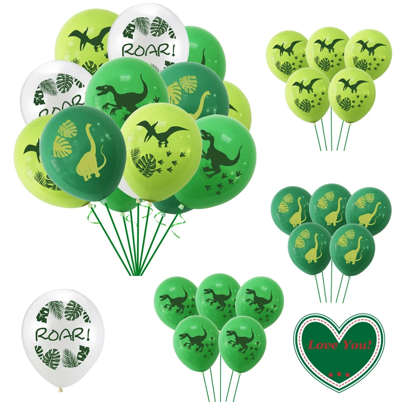 

12pcs 12-inch dinosaur print latex balloon children's birthday party decoration balloon forest cartoon animal theme globos