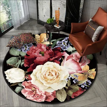 

Fashion Luxury European Retro Elegant Abstract Color 3D Living Room Bedroom Hanging Basket Chair Round Floor Mat Carpet