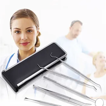 

5Pcs Stainless Dental Tool Set Dentist Tooth Clean Hygiene Picks Mirror Kit Oral Health Tooth Cleaning Inspection Tartar Cleaner