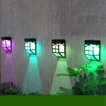 

BORUiT LED Solar Fence Light 7 Color Changing Garden Pathway Wall Lamp IP65 Waterproof Landscape Outdoor Decoration Lighting