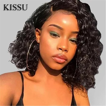 

Malaysian Curly Bob Wig KISSU Deep Wave Closure Wig 4x4 Lace Closure Wig Short Bob Human Hair Wigs Malysian Bob Closure Bob Wig