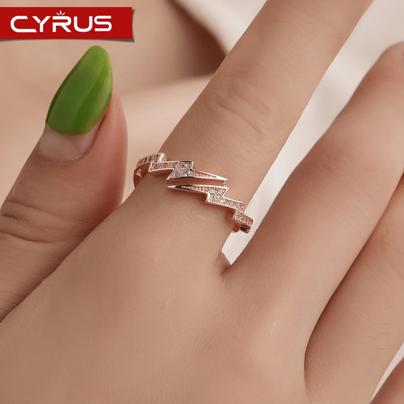 

New Zircon Lightning Open Ring for Women Gold Rings Geometric Irregular Waves Shape Simple Mujer Ring Boho Jewelry Gift Girls