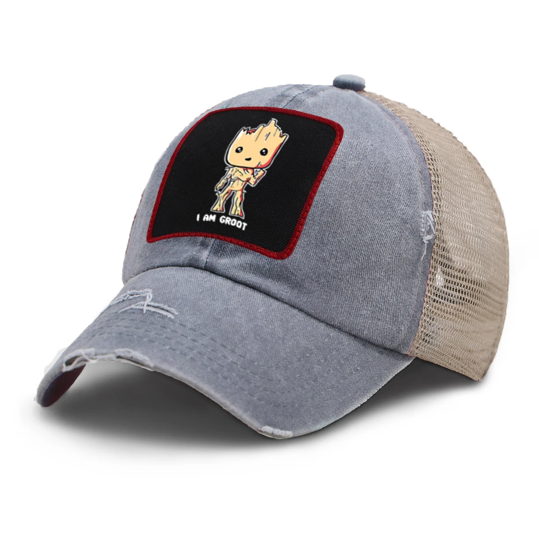 

Adjustable Mesh Baseball Cap I am Groot Cartoon Washable Sunscreen Snapback Caps Outdoor Woman's Summer Casual 2020 Trucker Cap