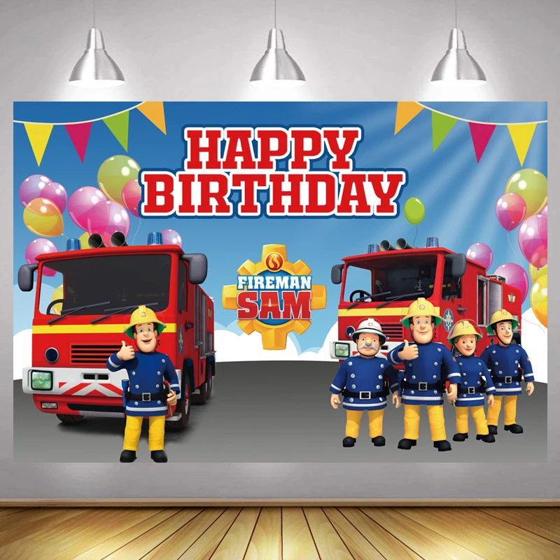 Фон для фотосъемки Fireman Sam мальчиков украшение вечеринки в честь Дня Рождения