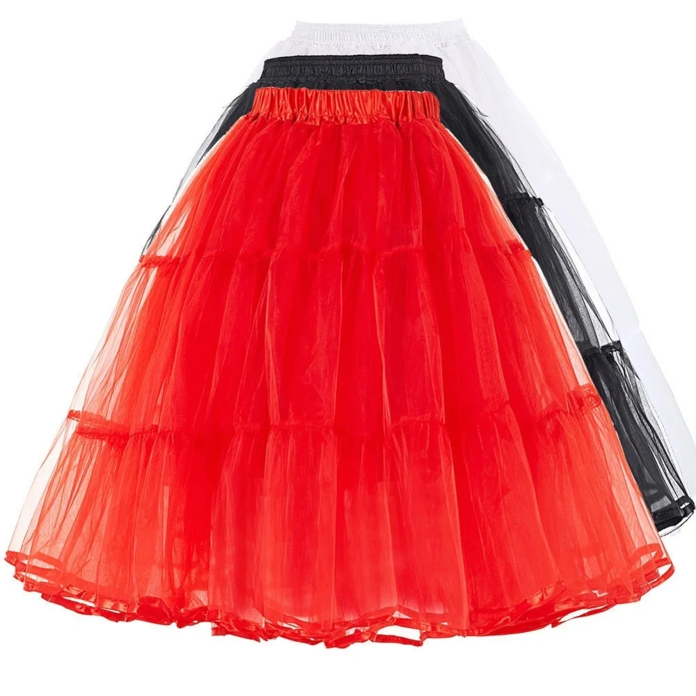 Summer Petticoats Puffy Organza Skirt Retro Vintage Dress Underskirts Women Hoops Plus Size Dance Crinoline Petticoat White