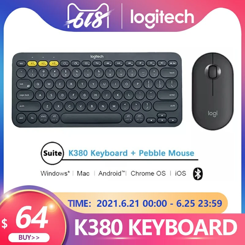 Logitech Pc Gamer Suite K380 Multi Device Bluetooth Keyboard Pebble Mouse Mini For Mac Chrome Os Windows Iphone Ipad Android Keyboards Aliexpress