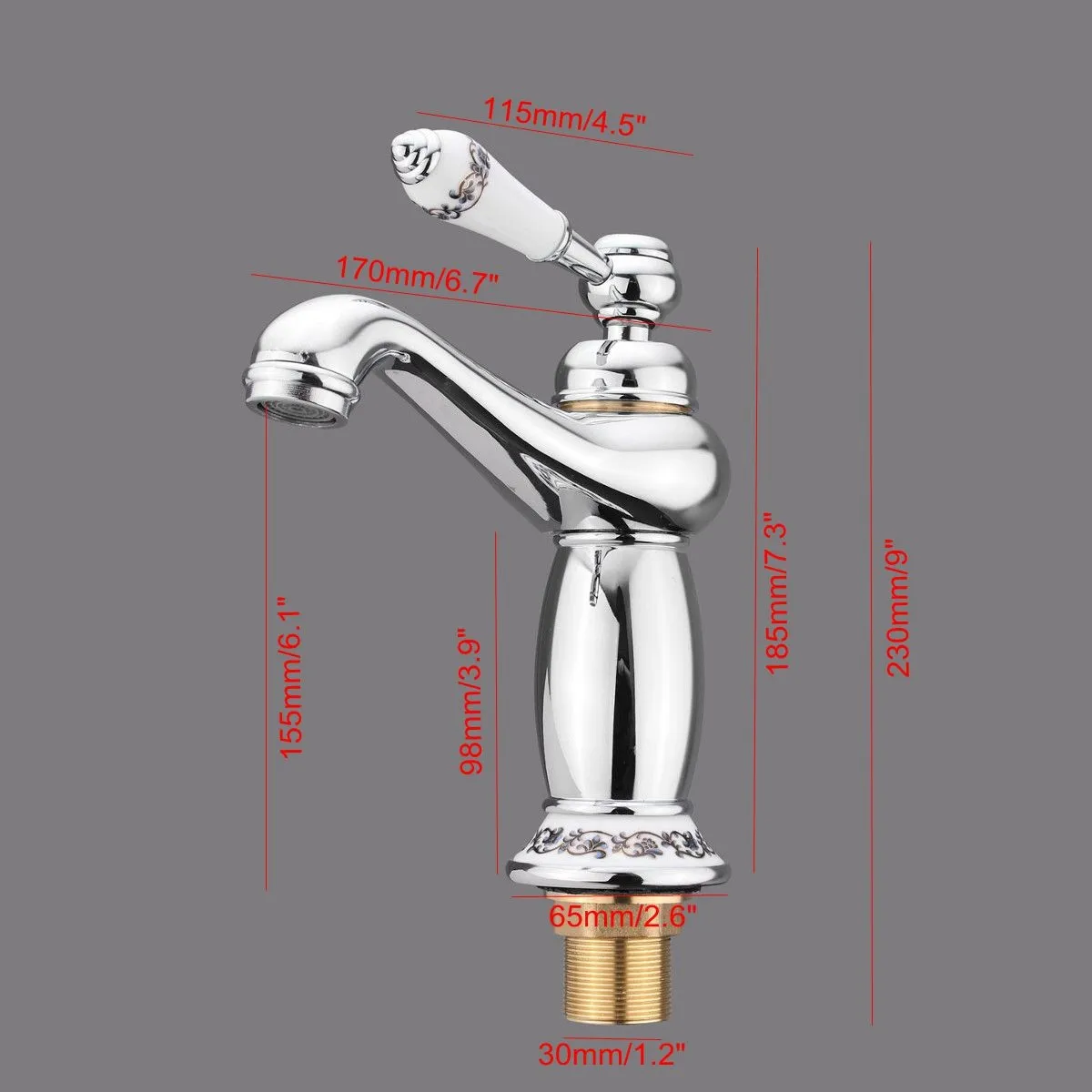 

Upscale Retro European Bathroom Basin Faucets Mixer Tap Ceramic Decoration Plating Single Handle Hot and Cold Deck Mount