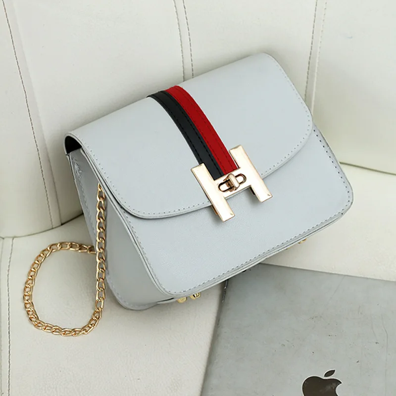 

2019 New Style Chain Shoulder Bag Korean-style Fashion Small Square Bag Casual Versatile Shoulder H Lock WOMEN'S Bag Lady Bag