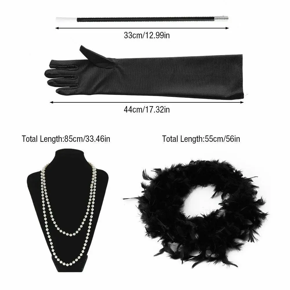 Ladies 1920s Flapper Girl Gatsby модные аксессуары для платьев 5 шт набор вечерние Hen Charleston Гангстер Костюм для девочек набор аксессуаров
