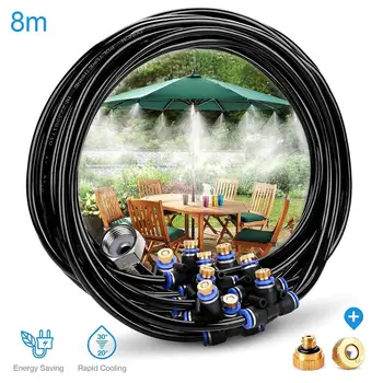 

8m Hose Nozzles Sprayer Set Water Misting Cooling System Kit Garden Accessories