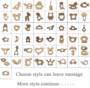 

DHL 200pcs Cartoon DIY Wood Pendant Teething Toys Animal Shape Food Grade Materials Organic Chew Gift Baby Teethers