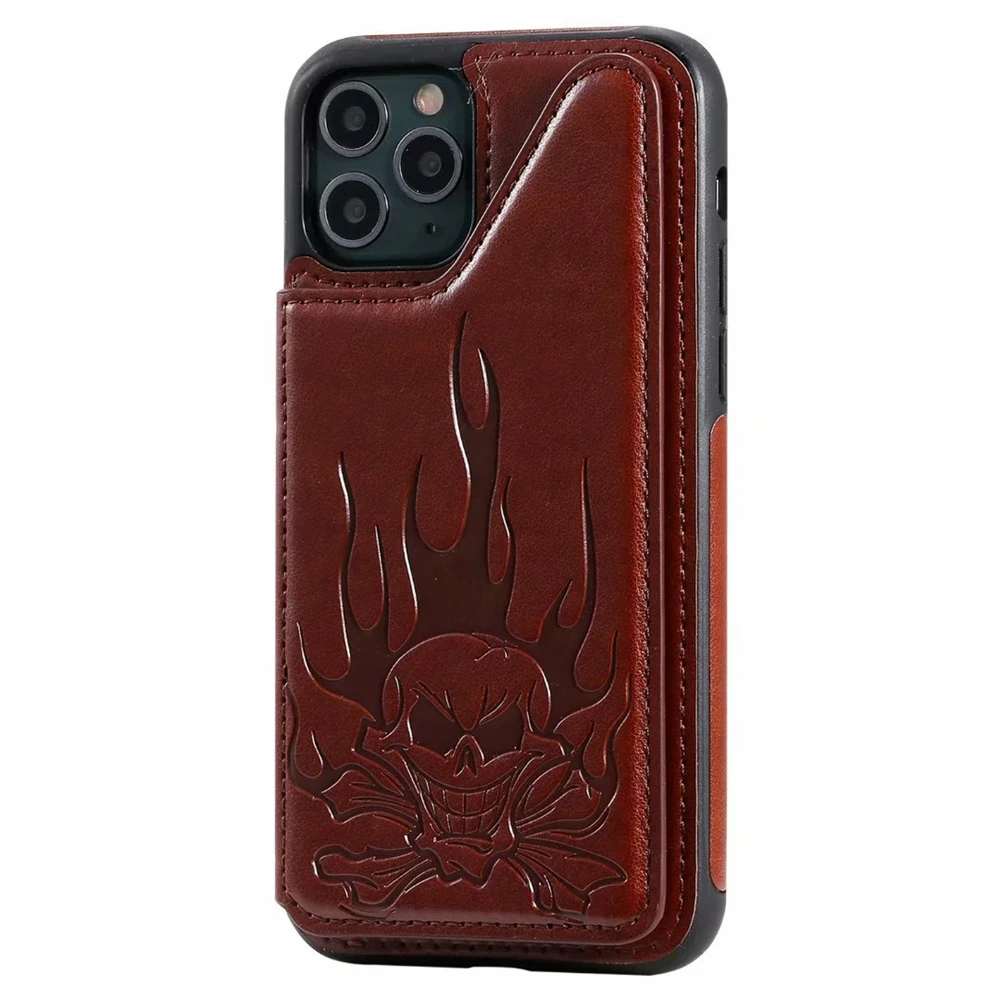 Cartoon skull Leather Case for iphone SE 2020 XR 7 8 6 6S Plus X XR XS 11 Pro Max Wallet Flip Multi Card Holder Case Cover Coque 