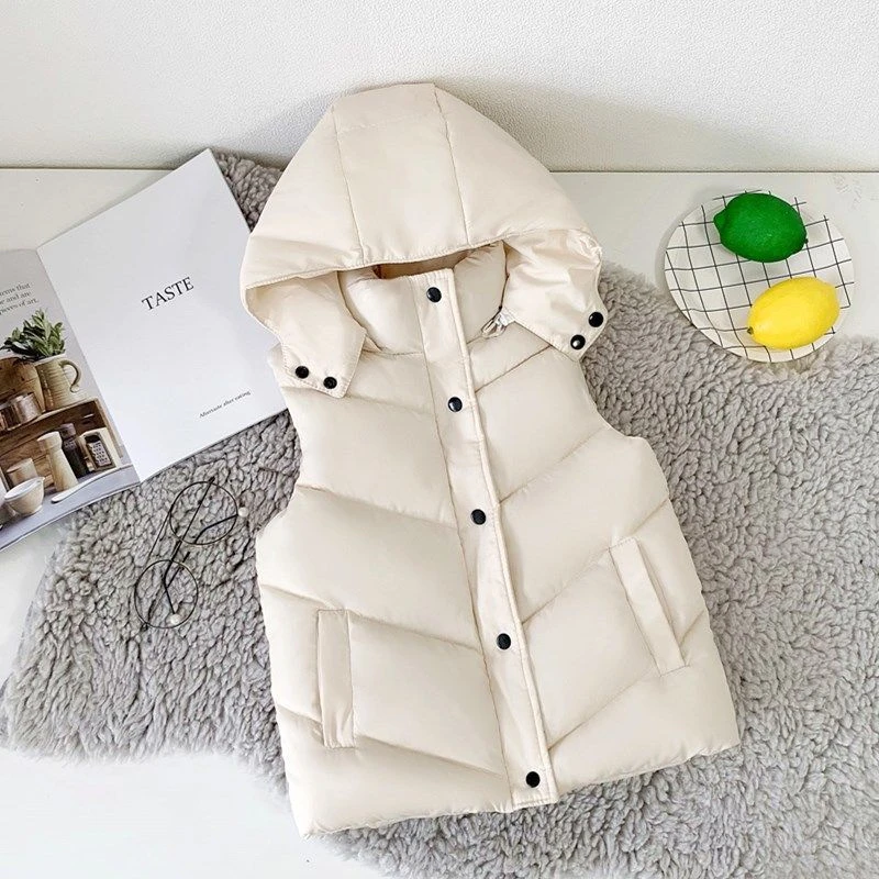 2021 Winter Girls Boys Casual Hooded Thick Warm Vest Baby Kids Children Waistcoat stylish jacket