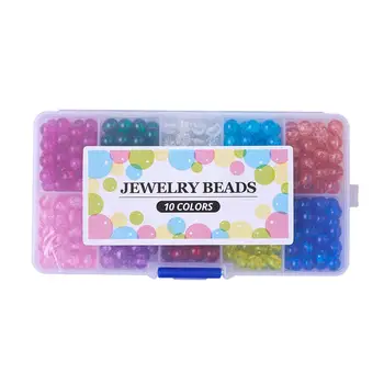 

1 Box Spray Painted Transparent Crackle Glass Beads Strands Mixed Color 570pcs