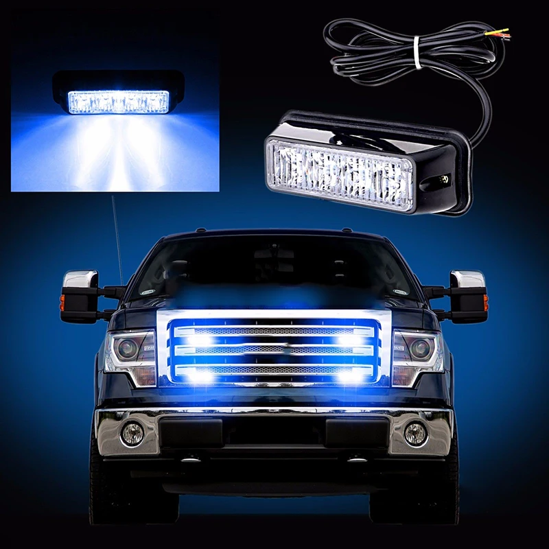 4W 4LED автомобильный стробоскопический аварийный Предупреждение льный светильник на решетке
