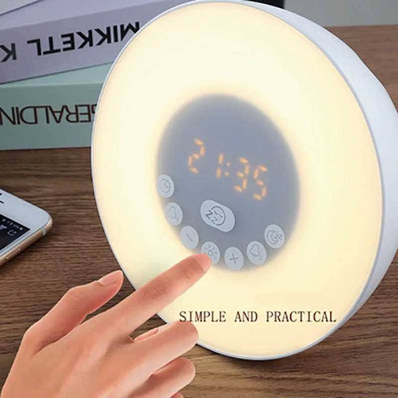 Alarm-Clock-Wake-Up-Light-Digital-Snooze-Lamp-Clock-Sunrise-Colorful-Light-With-Nature-Sounds-FM (3)
