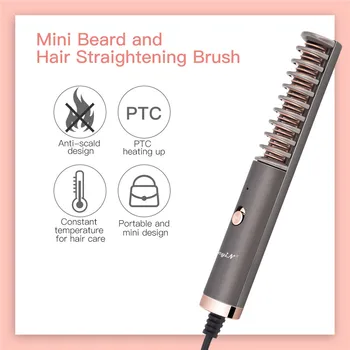 

Electric Beard and Hair Straightening Brush in Constant Temperature Heating Flat Curling Iron for Beard Grooming Hair Styling45