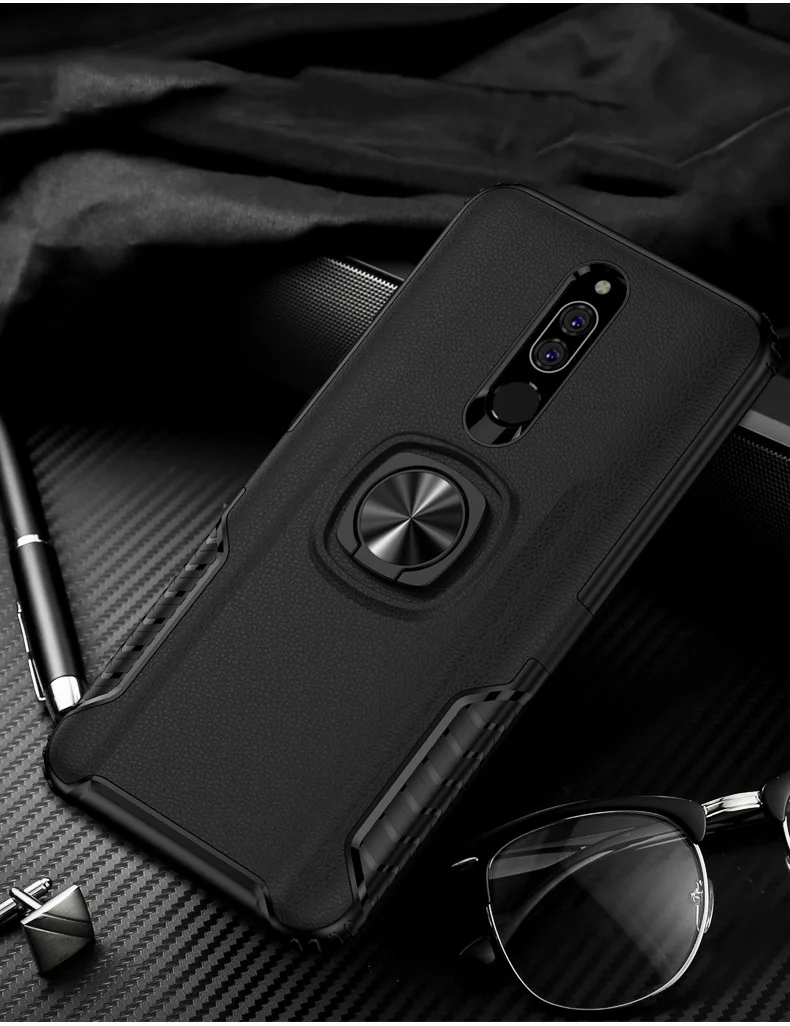 black Чехол для xiaomi redmi 8A с кольцом-подставкой, Магнитный защитный противоударный защитный чехол на заднюю панель для xiaomi redmi 8 8a redmi 8A - Цвет: black