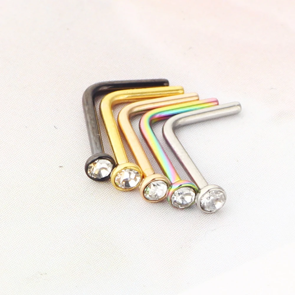 JunlowPY L 20G Nose Rings for Women Nose Piercings Jewelry Nose Rings Hoops Nose Studs Screw 316L Stainless Steel for Women Men