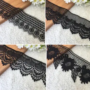 

1Meter Black Hollowed embroidered lace Trim DIY sewing Lace fabric turban skirt curtain sofa guipure trims DIY craft decorations