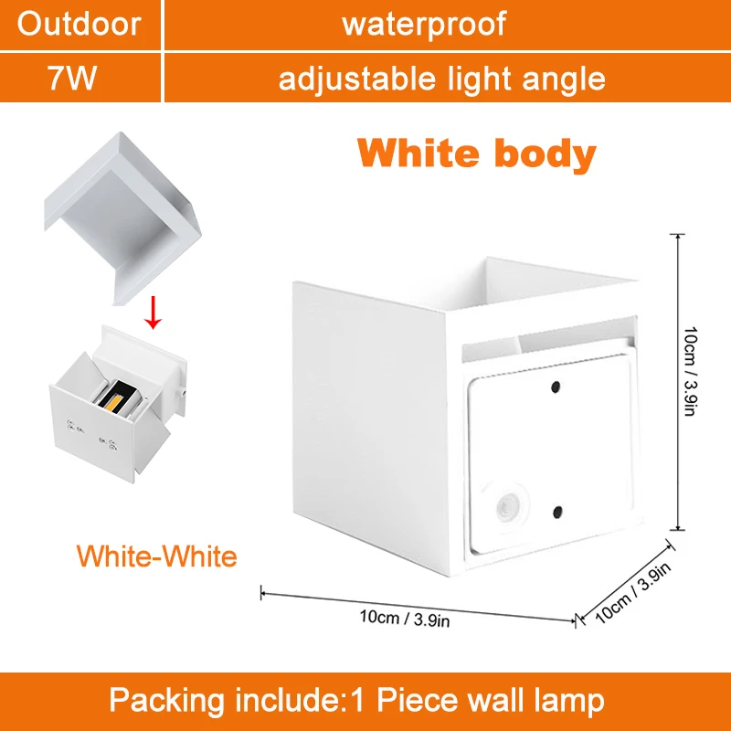 Открытый водонепроницаемый IP65 Настенный светильник современный светодиодный настенный светильник для помещений бра декоративный светильник ing крыльцо садовый светильник s настенные лампы ZBW0002 - Испускаемый цвет: White body 7W