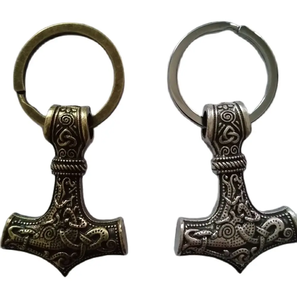 Dropshipping Portachiavi Charm Thor Hammer Mjolnir Viking Amuleto Hammer Portachiavi Scandinavo Gioielli Nordici Portachiavi Vichingo Uomini Gif