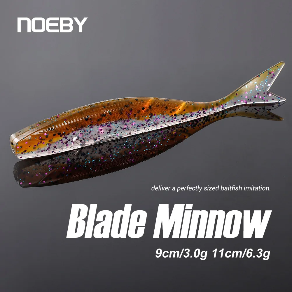 

NOEBY 9cm 11cm Blade Minnow Dart Worm Soft Bait Silicone Artificial Bait Saltwater Freshwater Sea Bass Artificial Tackle