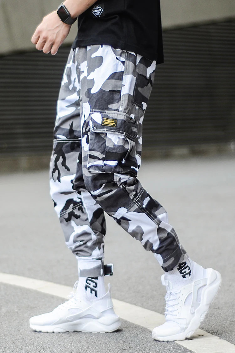 Streetwear Camouflage Jogger Pants Men Loose Fit Ankle Banded Korea Style Hip Hop Pants Multi Pocket 3
