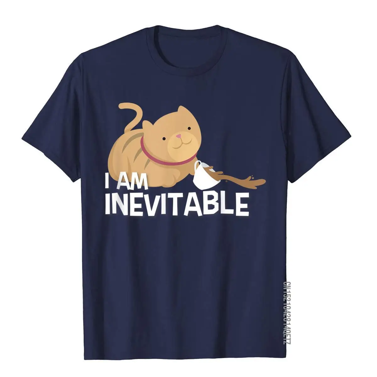 Funny Cat Shirt - I Am Inevitable Humorous Evil Graphic Tee T-Shirt__B11667navy