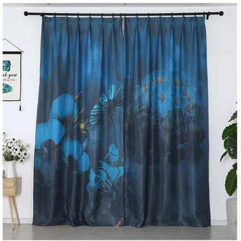 

blue curtains Customized finished curtains bedroom living room blackout curtains 3d curtain