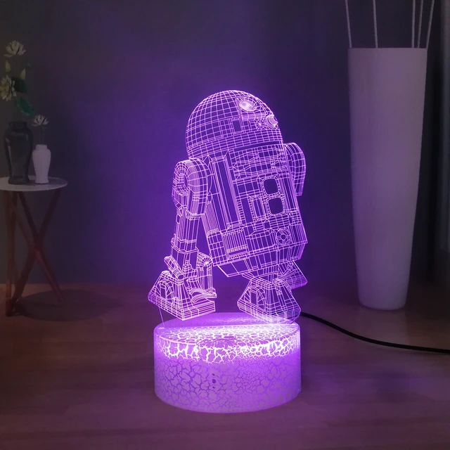 Lámpara de mesa de robot astronauta de R2-D2, luz LED de noche creativa de Star Wars, 3D lámpara de escritorio, interruptor para dormitorio, lámpara de noche, regalo - Imagen 5