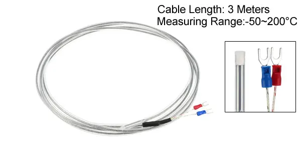 uxcell Temperature Sensor K Type Anti-corrosion Thermocouple 4x30mm Probe 1/1.5/2M Cable in Temp Rang of-58~392°F - Цвет: K Type - 3M