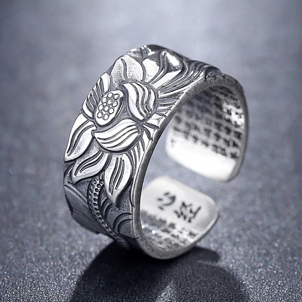Vintage Buddhist Open Finger Ring Lotus 