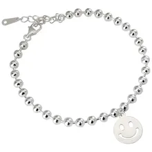 925 пробы для лица, серебряные бусины в стиле панк, цепочка, браслет со смайликом, минималистичные ювелирные украшения для женщин, вечерние, трендовые аксессуары