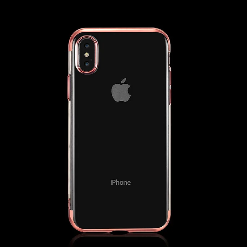 Роскошный силиконовый прозрачный чехол для iPhone X 6 6S Plus Мягкий из ТПУ Рамка задняя
