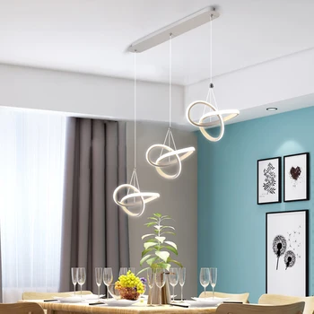 

Sale Creative Modern LED Chandelier Living Room Lamp For Restaurant Bar Counter Aisle Black/White chandelier height adjustable