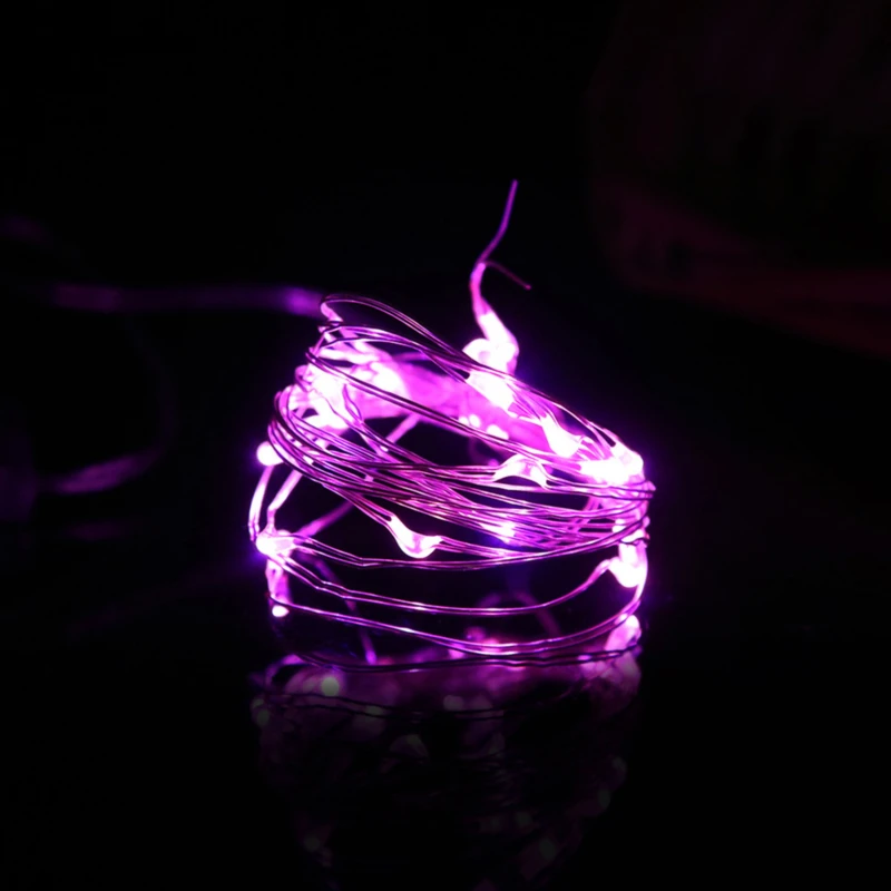 purple Праздничная гирлянда, маленький декоративный мини-светильник, 200 м, светодиодный, креативный, 8 цветов, кнопка, батарейный блок, медная лампа, серия - Цвет: purple
