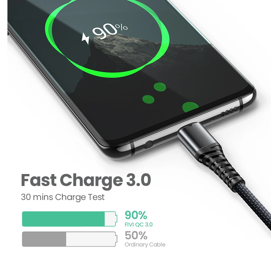 FIVI usb c кабель для быстрой зарядки для samsung S10 S9 S8 note 10 9 type c кабель для huawei xiaomi USB-C 3A QC 3.usb кабель для зарядки
