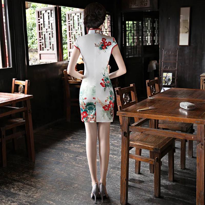 Мини Cheongsam сексуальный Китайский классический элегантный тонкий Qipao Китайский воротник Qipao размер S-2XL