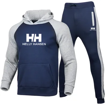

Helly Hansen- Men Sportswear Sets 2020 Autumn Winter Hooded Thick Male Casual Tracksuit Men 2 Piece Sweatshirt + Sweatpants Set