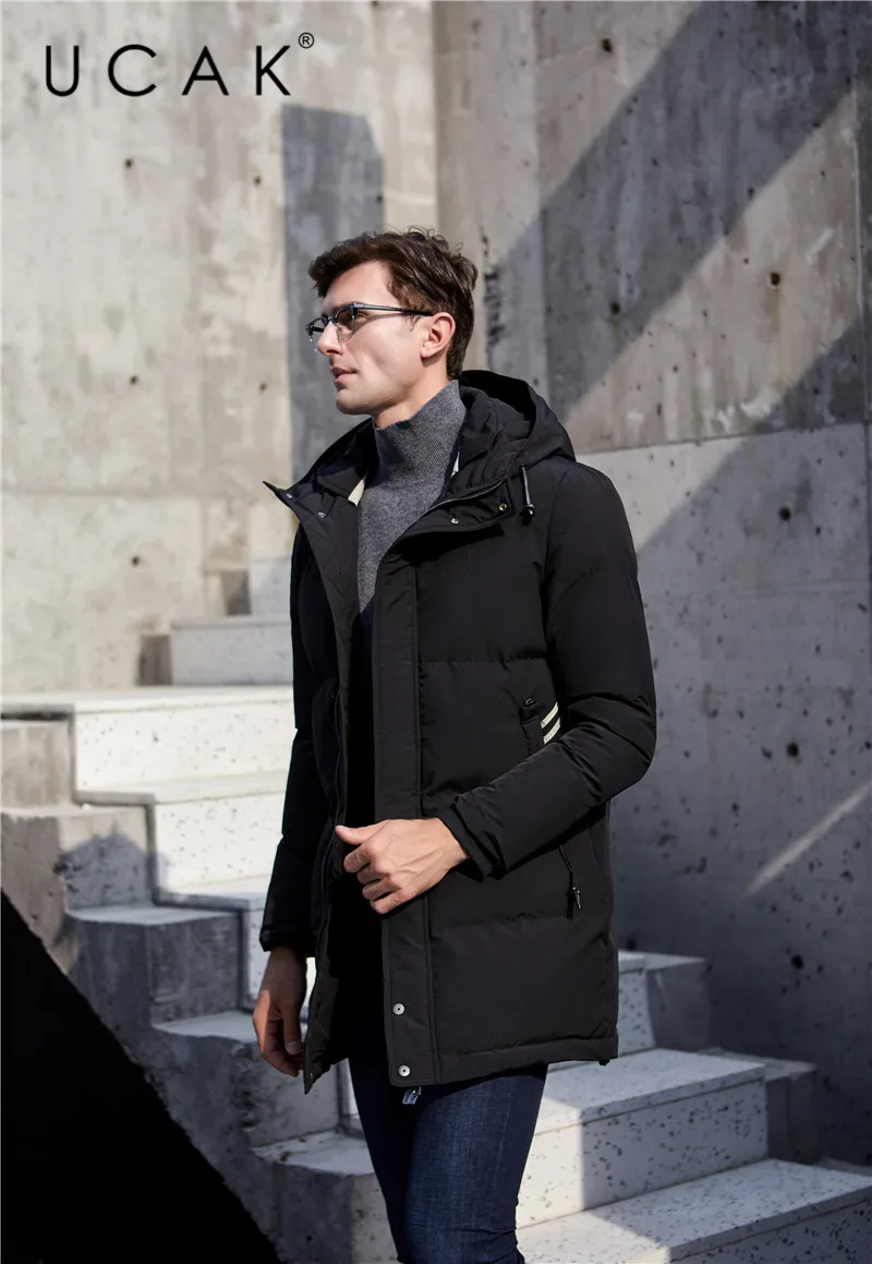 UCAK Brand Winter Jackets Men's Long Hooded Casual Polyester Streetwear Outwear Thick Warm New Fashion Clothing Men U8021