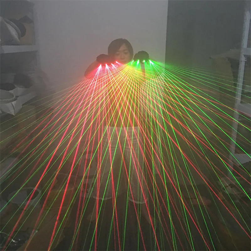 Red Green Laser Gloves Beam Flash Finger Nightclub Bar Party Dance Singer Props DJ Mechanical LED Light | Дом и сад