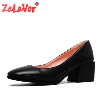 

ZALAVOR Size 32-43 Office Lady High Heel Shoes Women Square Toe Solid Color Thick Heel Pumps Party Daily Shoes Women Footwear