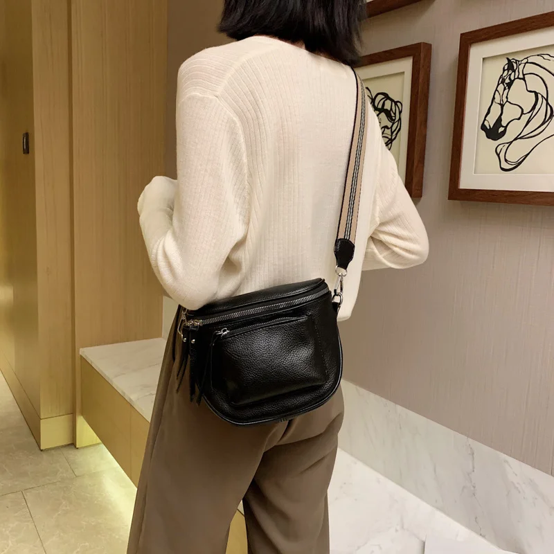 2021 Designer Crossbody Bag Pu Leather Soft Messenger For Ladies Zipper Wide Shoulder Strap Mini Retro Woman Female Bags 2