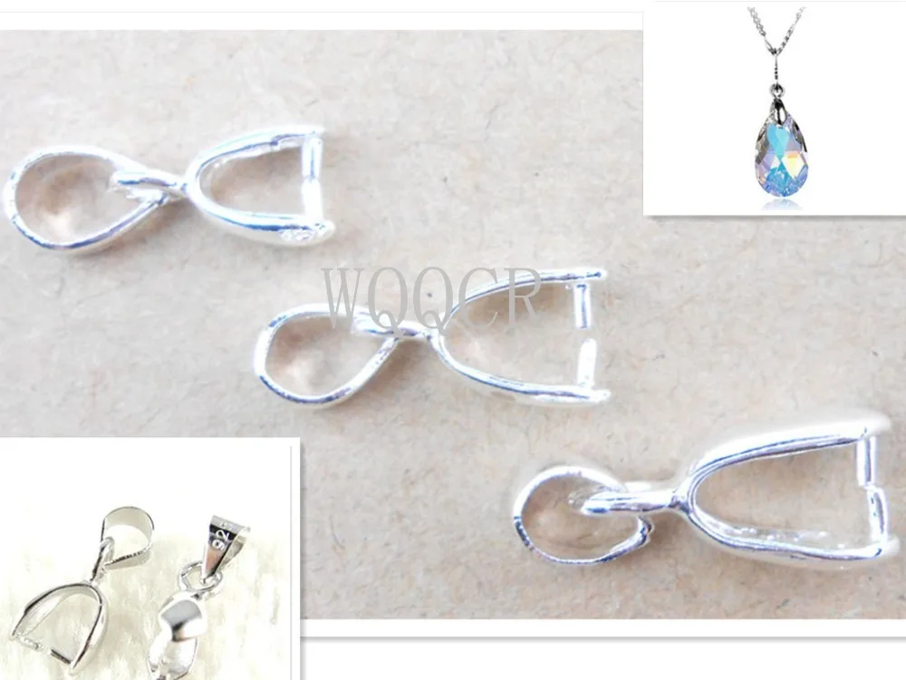 

Free Shipping 30PCS Lot Size S-M-L Handmade Jewelry Findings 925 Stamped Silver colorBail Connector Bale Pinch Clasp Pendant