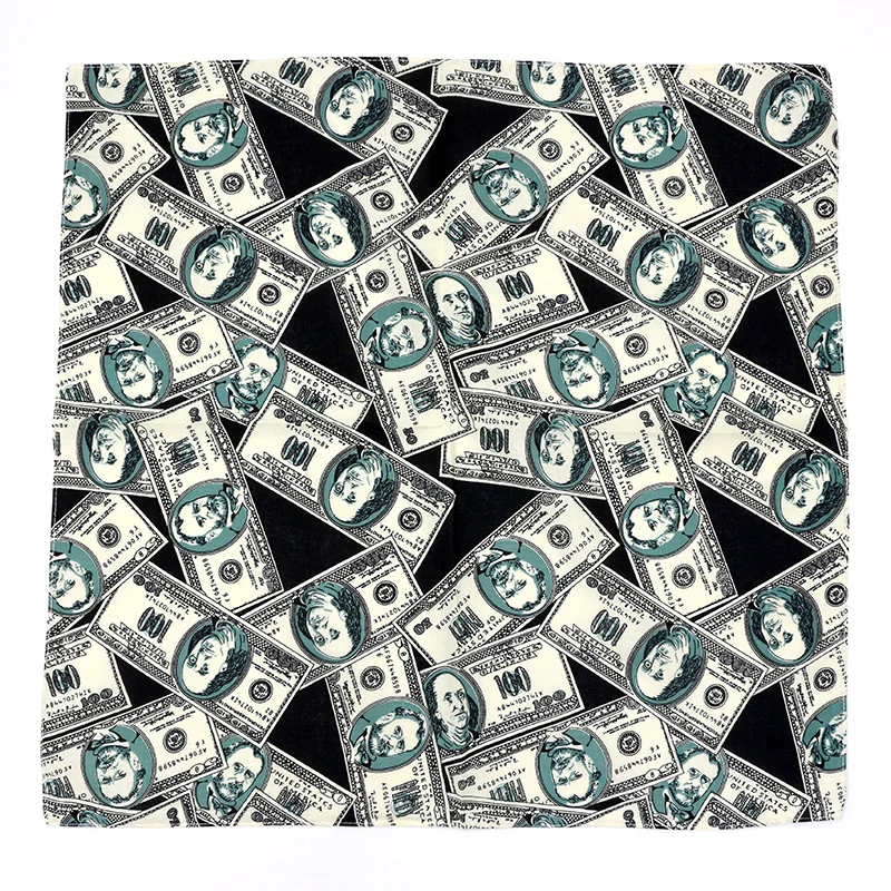 

Cotton Dollar Printed Bandanas Men Pocket Square Scarf Sports Cycling Mask Hip Hop Headband Handband